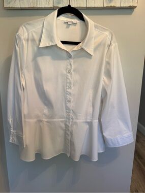 Chico's White Button-Down Peplum Blouse